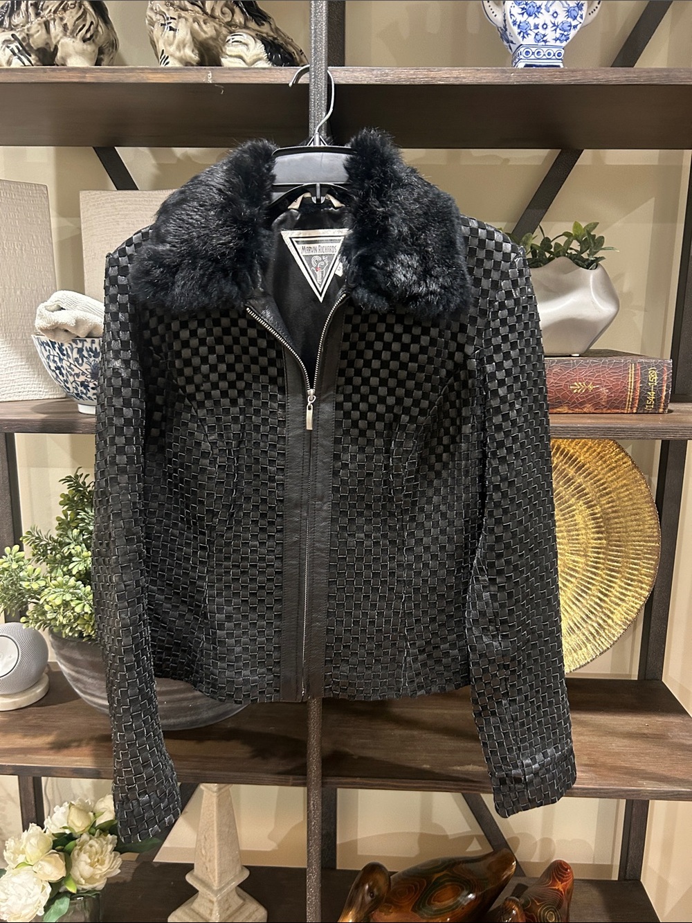 Marvin Richard’s fur Collar Black Textured Women's Jacket - Designer-Inspired m